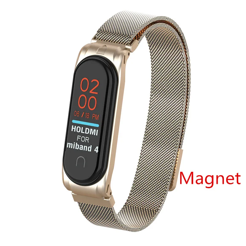 Mi Band 4 3 магнитный ремешок металлический ремешок из нержавеющей стали mi band 4 3 браслеты mi band 4 3 ремешок металлический браслет для xiaomi mi band 4 - Цвет: Vintage gold Magnet