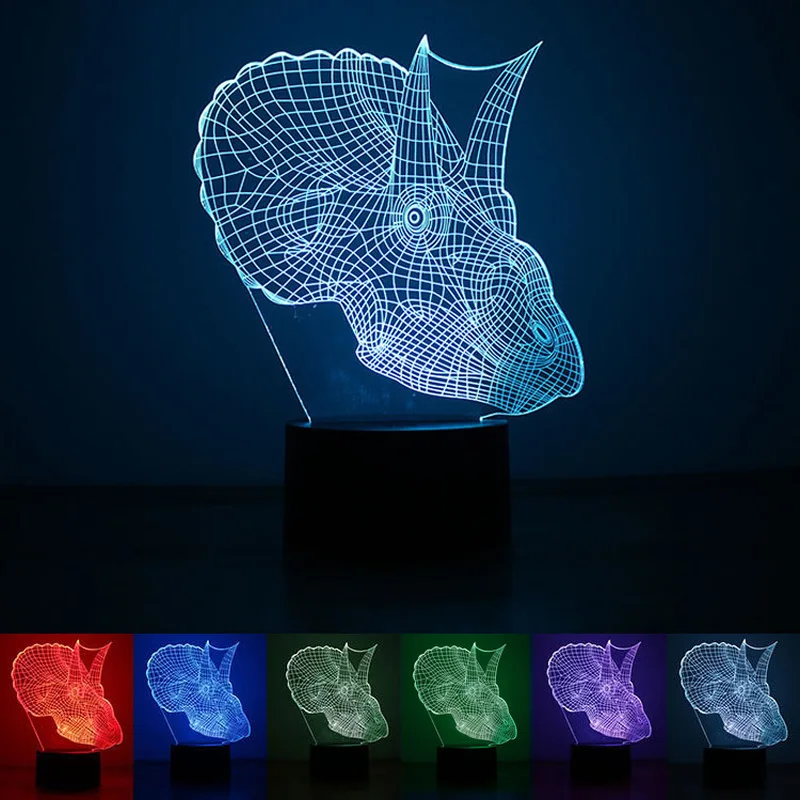 СВЕТОДИОДНЫЙ ночник в виде динозавра с питанием от USB настольная лампа 3D новые