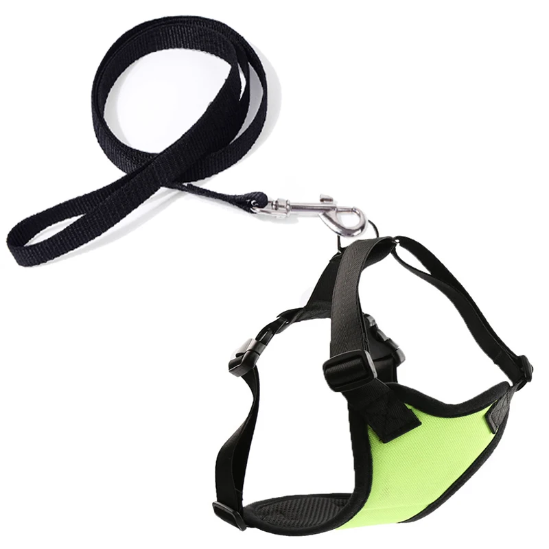 Green set Поводок и поводок для кошек, нейлоновый поводок для домашних животных, регулируемый удобный мягкий дышащий поводок для кошек, жилет для домашних животных - Цвет: Green set