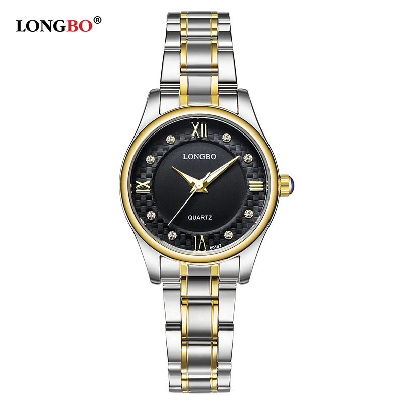 Women Gold Black LONGBO модные брендовые повседневные бизнес-часы из нержавеющей стали водонепроницаемые кварцевые часы Роскошные наручные часы Мужские часы 80147 - Цвет: Women Gold Black
