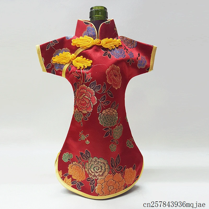 100 шт. шелковая парча винная бутылка одежда в китайском стиле Cheongsam Винные сумки