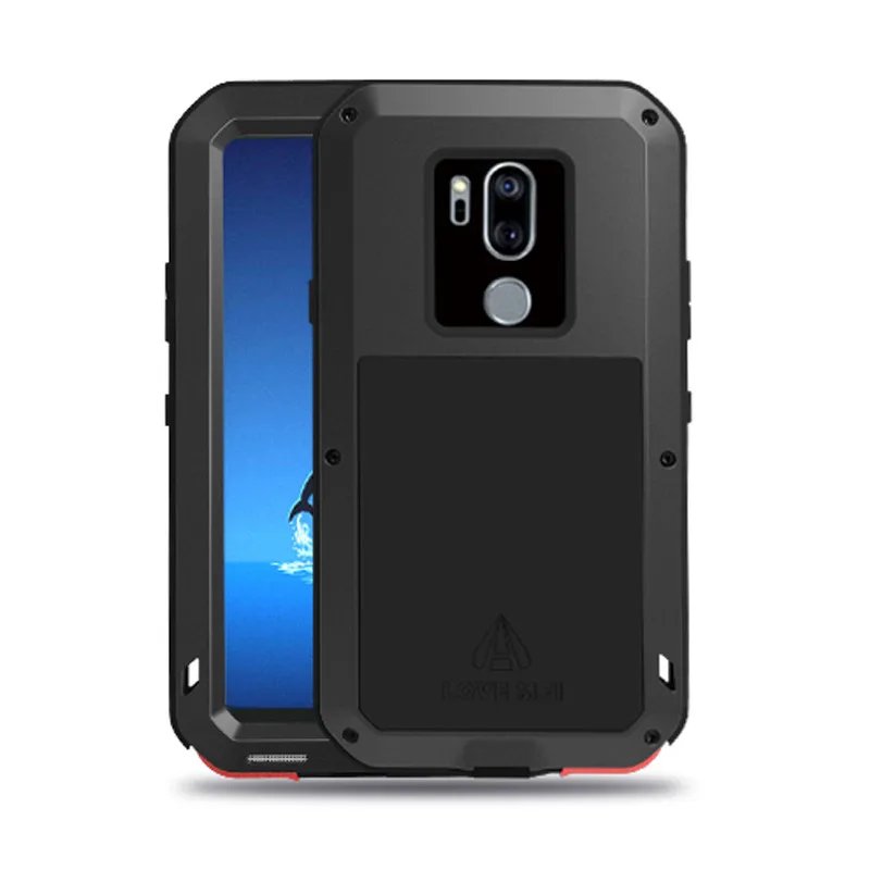 Роскошный Алюминиевый металлический чехол для LG G7 ThinQ+ Gorilla glass протектор Силиконовый чехол Полный корпус защитный для LG G7 чехол ThinQ - Цвет: Black