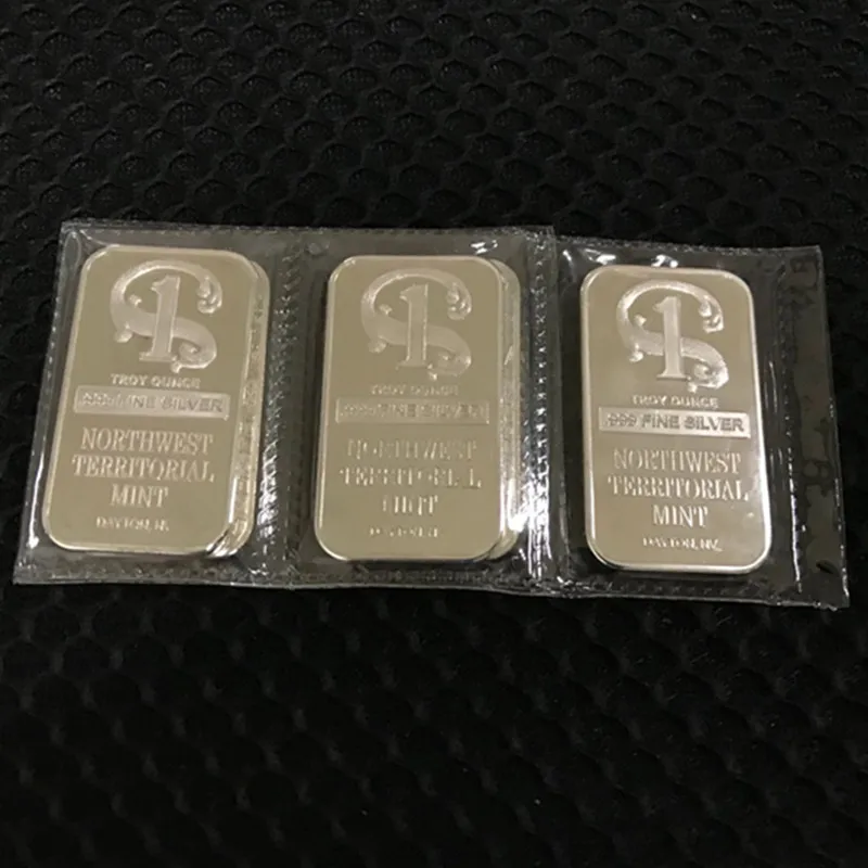 5 шт. Немагнитный Norhwest terteroral слиток золота 1 унций посеребренный значок слитка 50 мм x 28 мм вакуумная упаковка 5 шт. в ряд баров