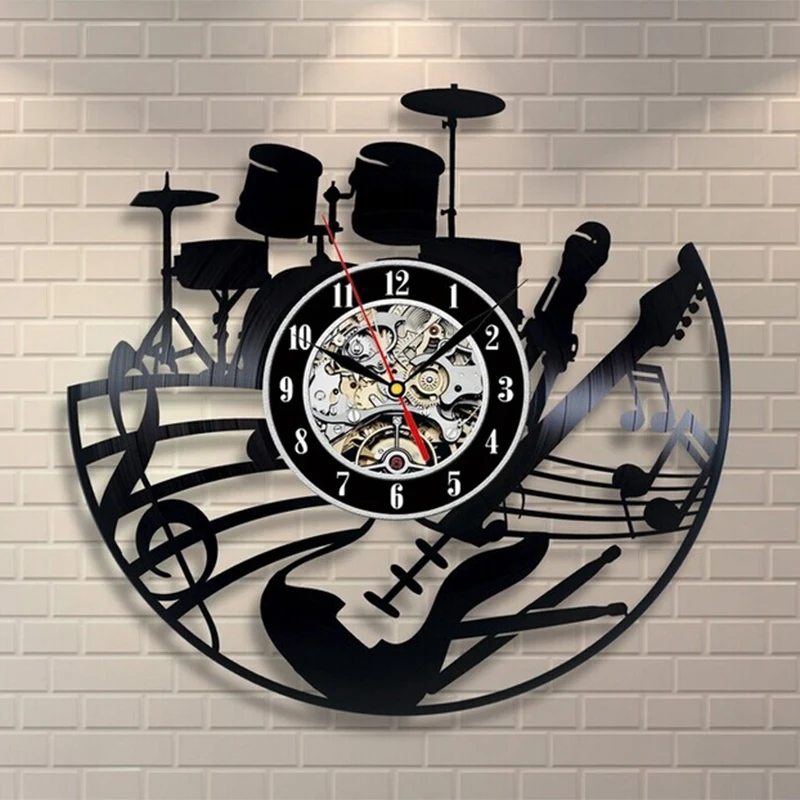 Timelike Cd Vinyl Record Wall Clock Modern Design Musical Theme Decorative Black Art Watch | Дом и сад