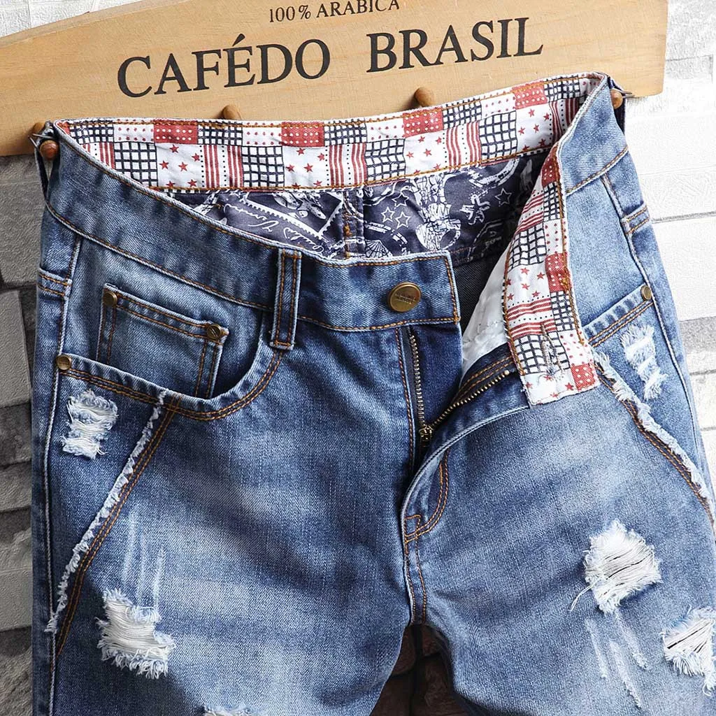 Мужские летние шорты рваные джинсы с дырками сексуальные уличная одежда Korte Broek