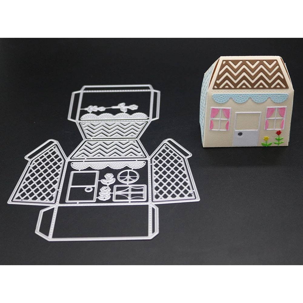 

3D дом конфетная коробка рамка металлические режущие трафареты для DIY штамп для скрапбукинга/фотоальбом Декоративные тиснения DIY бумажные к...