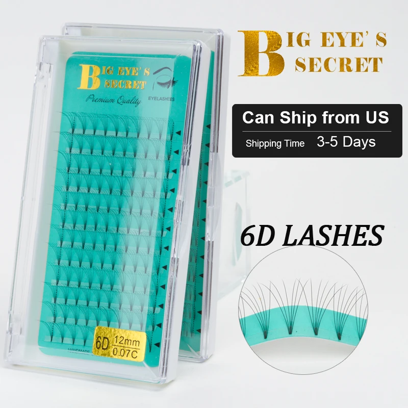 

Big Eye's Secret 6D Short Stem Lashes SHIP FROM US Pre Made Volume fans Faux Mink Premade Russian Volume Eyelash Extension