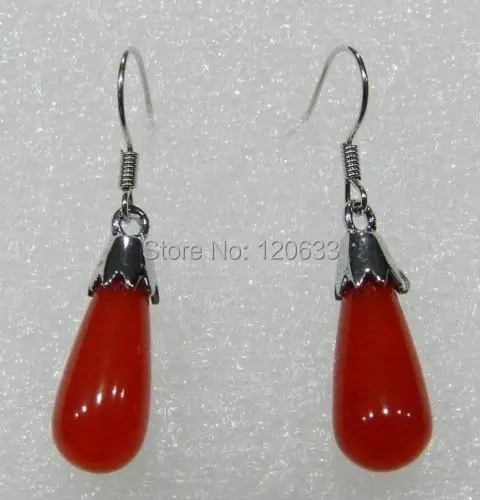 Женские сережки в форме каплевидной капли с красным драгоценным камнем оптовая