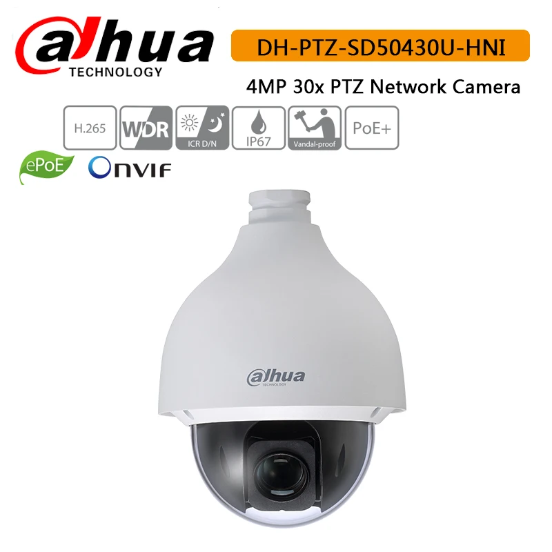 Dahua PTZ камера системы безопасности SD50430U HNI 4MP4MP Full HD 30x WDR купольная IP66 IK10
