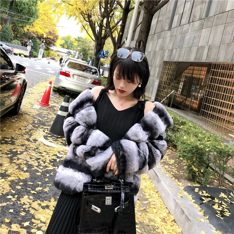 OFTBUY/2021 зимняя куртка для женщин пальто из натурального меха кролика Рекс верхняя
