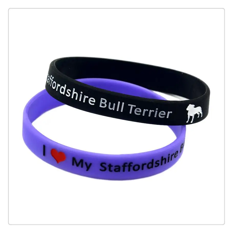 1 украшение для ПК I Love My Staffordshire бультерьер силиконовый браслет