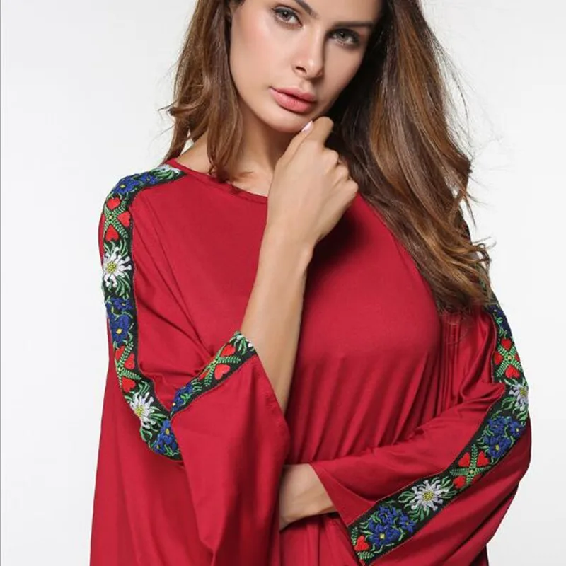 Muslim Embroidery Maxi Dress Abaya Bat sleeve Long Robe Gowns Kimono Loose Jubah Ramadan Middle East Arab Islamic Clothing QC343 | Женская