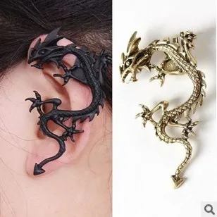 2014 Популярные готические винтажные мужские серьги каффы с драконом в стиле панк