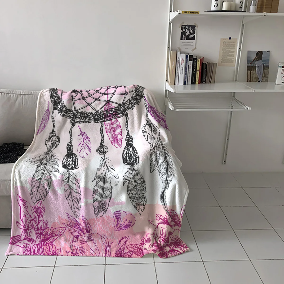 С рисунком Ловец снов круглый перо украшение в виде слова Love сказочной пледы