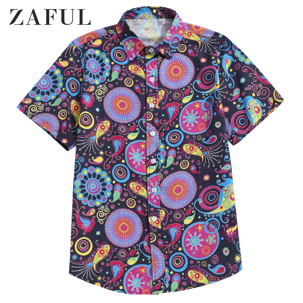 Мужская Уличная рубашка с короткими рукавами ZAFUL Повседневная на пуговицах