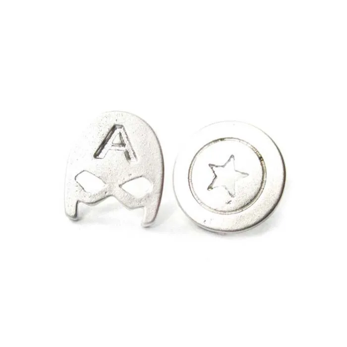 Ромашки 10 пар/лот маска Капитана Америки и щит Супер Герои Асимметричная серьга