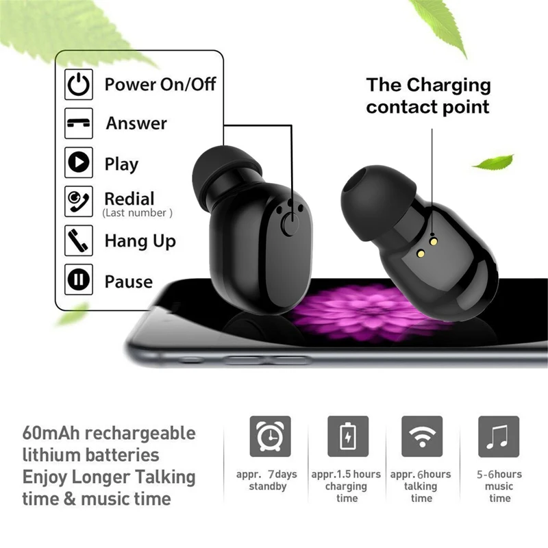 Беспроводные Bluetooth наушники DAONO SQ2 с микрофоном|wireless earbuds|mini headset bluetoothbluetooth earphone |