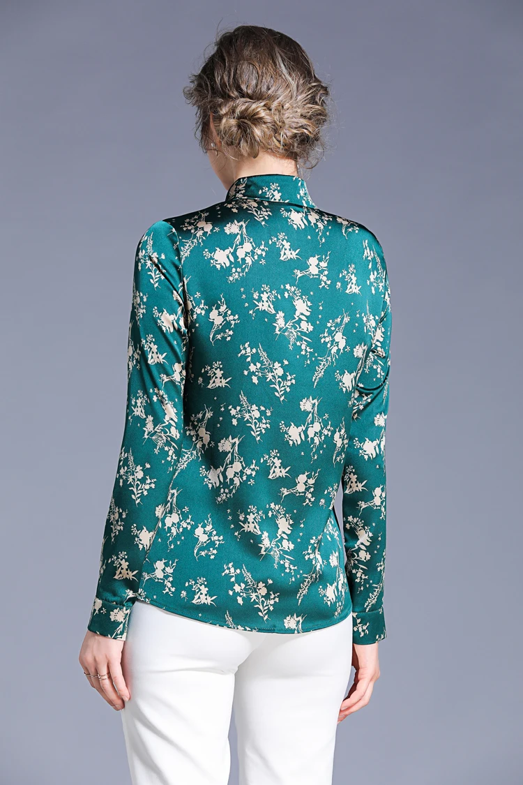 H han queen Blusas шифоновая блузка с длинным рукавом Женские топы и блузки размера плюс с длинным рукавом Свободная Повседневная рубашка с принтом для работы