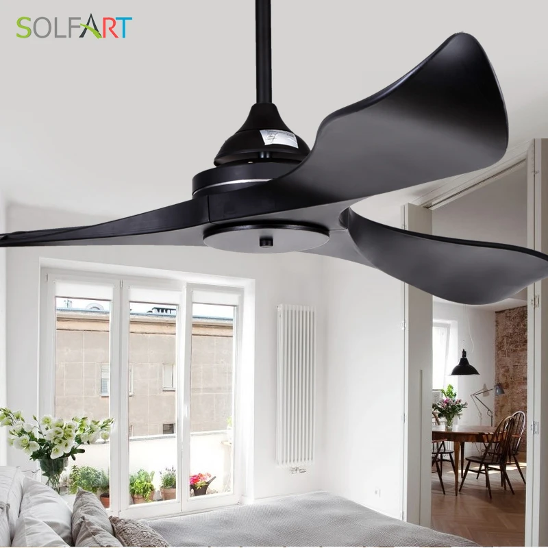 SOLFART потолочный вентилятор обеденный вентилятор с лезвием пластиковый современный комнатный вентилятор потолочный вентилятор с пультом дистанционного управления Безопасный и бесшумный черный листья slf9103