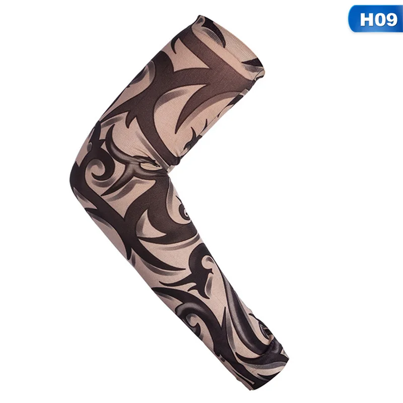 1PC Cycling Sports Tattoo Sleeves Cool Arm Sleeves Cycling Running Arm Warmer Sport Elastic Oversleeve Arm Warmers - Цвет: 9