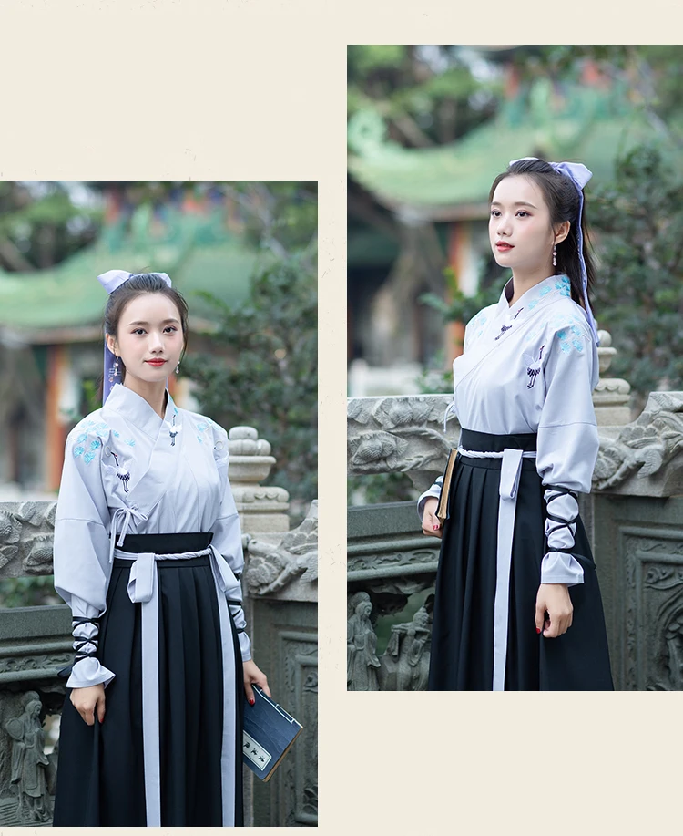 Hanfu древний китайский костюм кран Вышивка Топ для женщин Классическая Одежда для танцев для мужчин традиционный династии Тан шоу DNV11615