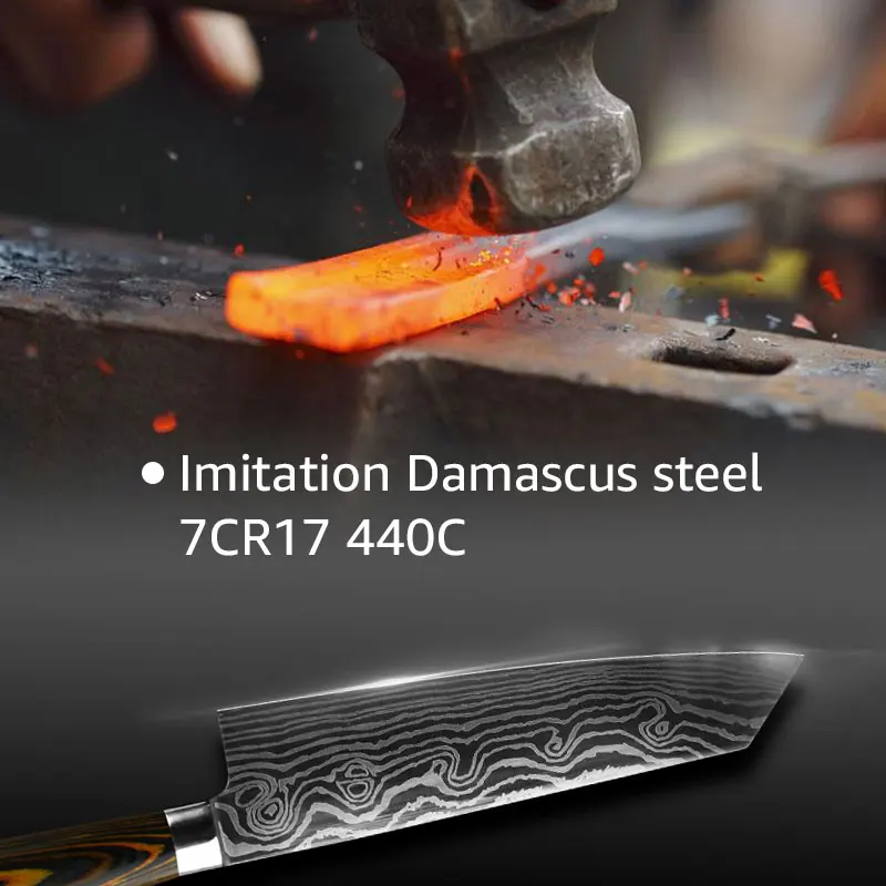 Нож шеф-повара имитация дамасской стали 7CR17 440C Santoku кухонный нож острый Кливер нож для нарезки Подарочный нож высокого качества
