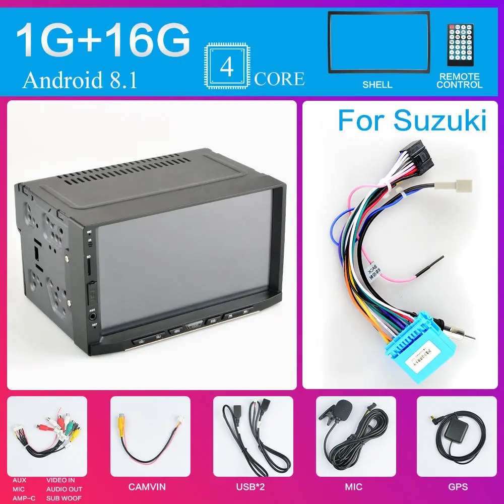 7188B-4-1G-16-Suzuki Android 8,1/9,0 2 din Автомобильный Радио мультимедийный плеер gps DAB RDS Wi-Fi без DVD навигации Bluetooth 7 дюймов 2DIN автомобильный встроенный стерео - Цвет: 7188B-4-1G-16-Suzuki
