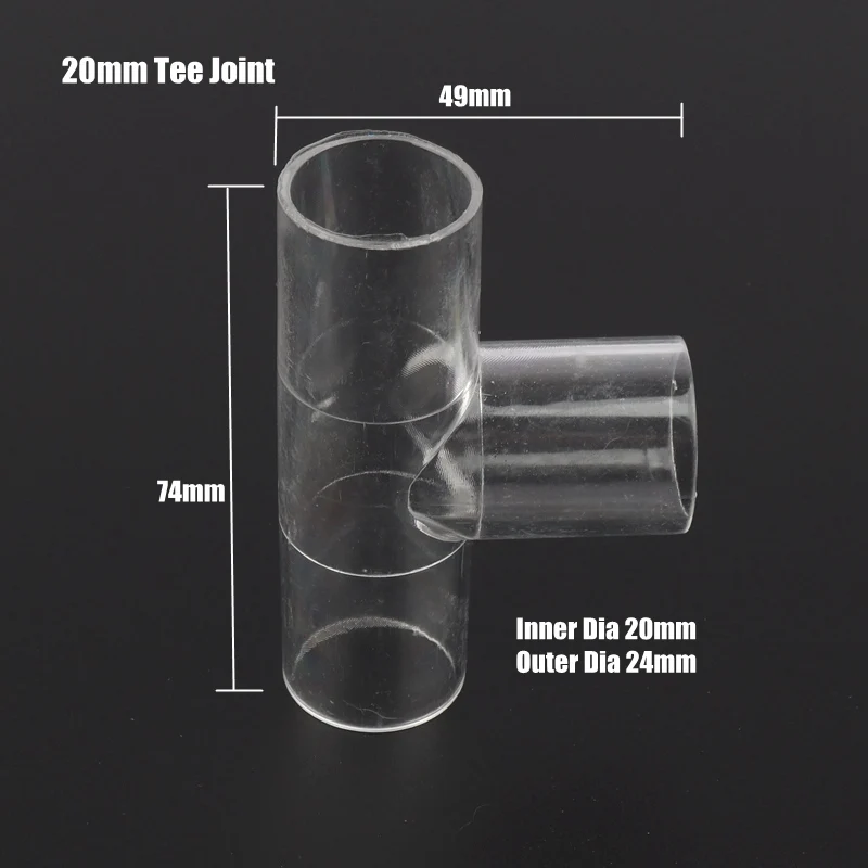 20mm Tee Joint 10 шт. 20 25 мм акриловый шарнир высокого качества аквариум фильтр Разъем прозрачный плексиглас тройник локоть прямой колпачок суставов - Цвет: 20mm Tee Joint