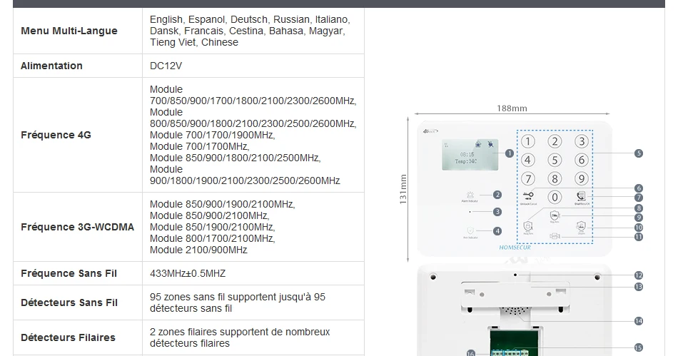 Homsecur беспроводный 4G ЖК-дисплей SMS автодозвон дома сигнализации Системы+ IOS/Android APP GA01-4G-W
