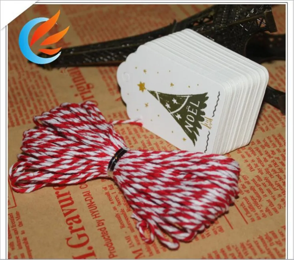 Бесплатная доставка 50 шт. Рождественская елка печать бирки из крафт бумаги