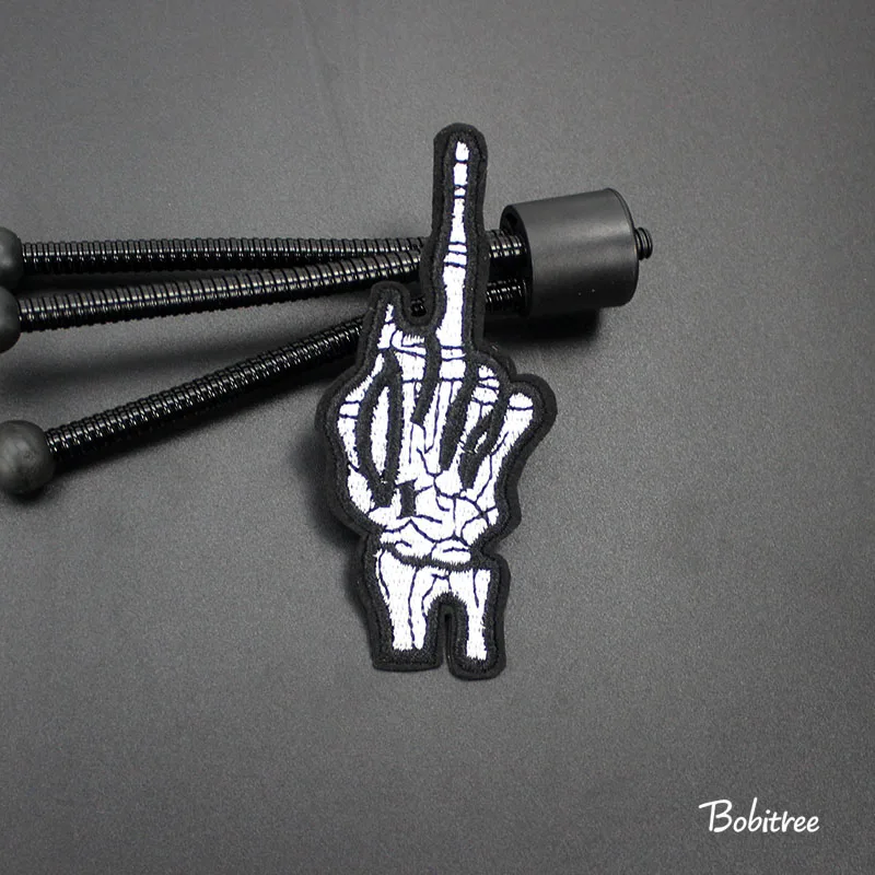 Черный Панк Скелет ручной нашивки в виде пальца железная аппликация для одежды