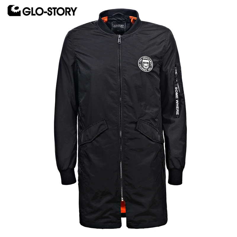 GLO STORY мужские 2018 весенние Ветровки тренчи хип хоп Мандарин воротник Длинная