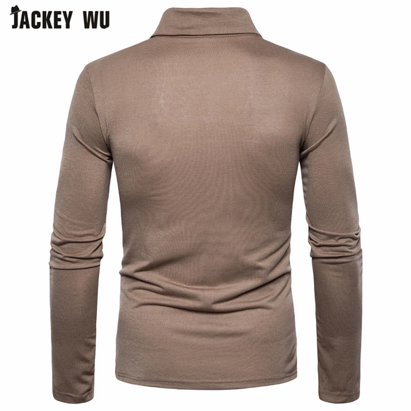 Бренд JACKEYWU, мужские рубашки поло,, модные, одноцветные, с длинным рукавом, хлопковые, дышащие, тонкие, мужские Поло, повседневные, Camisa Polo
