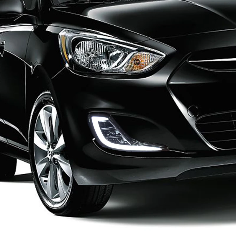 Hlxg светодиодный DRL Противотуманные фары для hyundai акцент 2012 2013 дневного света с