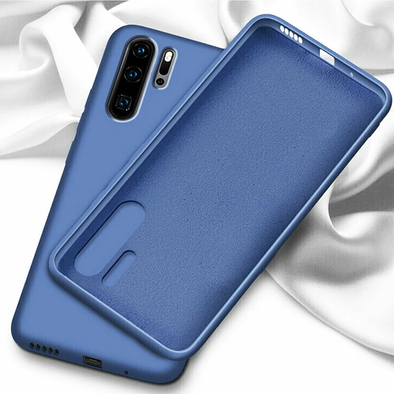 Синий Жидкий силиконовый чехол для huawei P30 P20 Pro mate 20 10 Lite роскошный шелковистый мягкий противоударный чехол для huawei P10 Plus P Smart - Цвет: Синий
