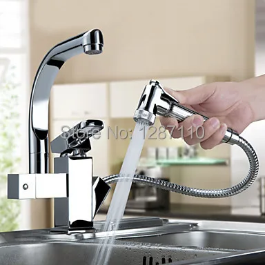 360 градусов Поворотный хромированный кран два кухонный носик смеситель Твердый
