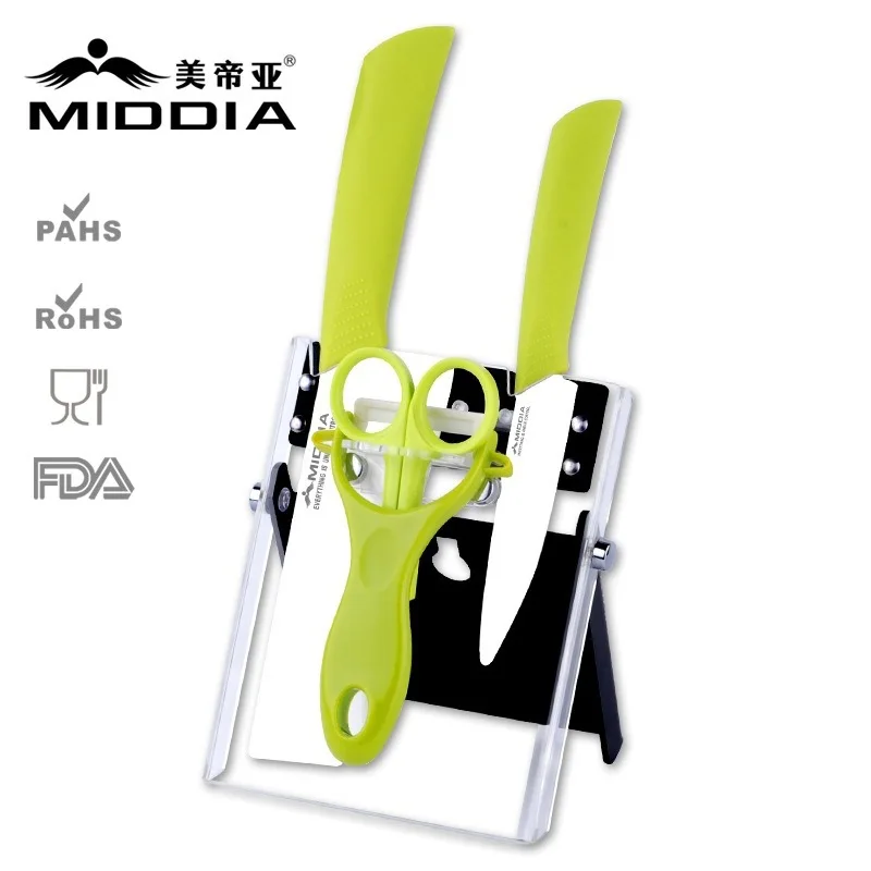 Middia 5pcs Ceramic knife set with block for kitchen fruit or food scissors cleaver | Дом и сад