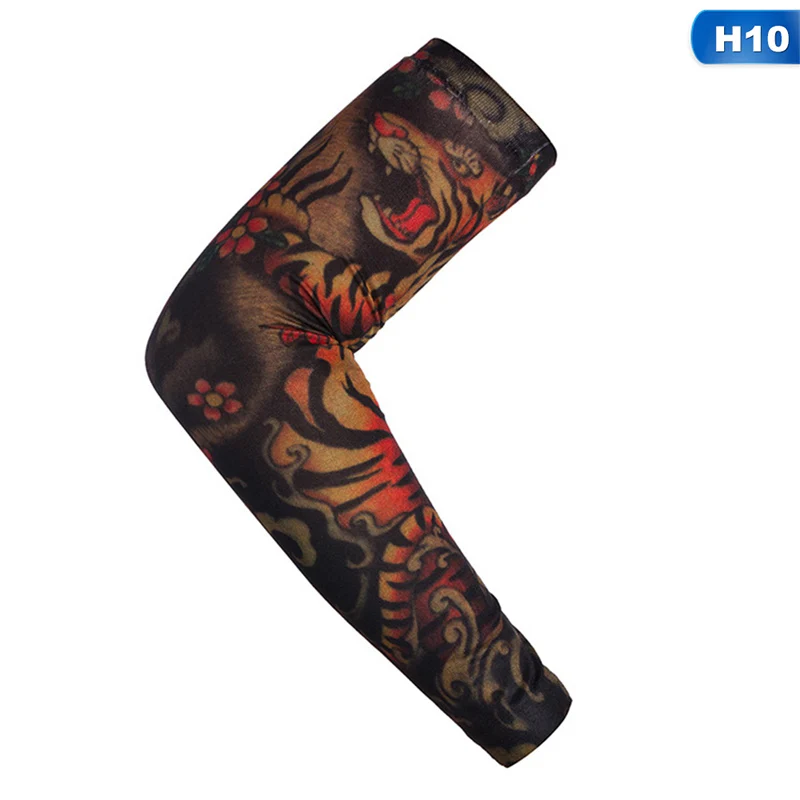 1PC Cycling Sports Tattoo Sleeves Cool Arm Sleeves Cycling Running Arm Warmer Sport Elastic Oversleeve Arm Warmers - Цвет: 10