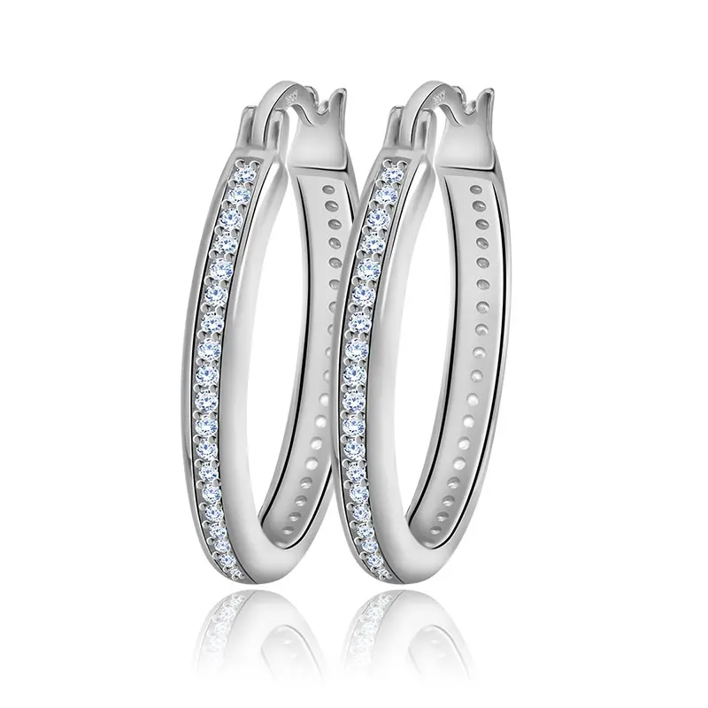 ORSA JEWELS женские серьги-кольца золотого цвета, серебристого цвета, розового золота с кубическим цирконием AAA, Женские Ювелирные изделия для вечеринки OE140 - Окраска металла: Платиновое покрытие