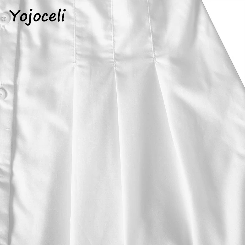 Yojoceli 2018 Новое весеннее шикарное белое гофрированное платье с длинным рукавом