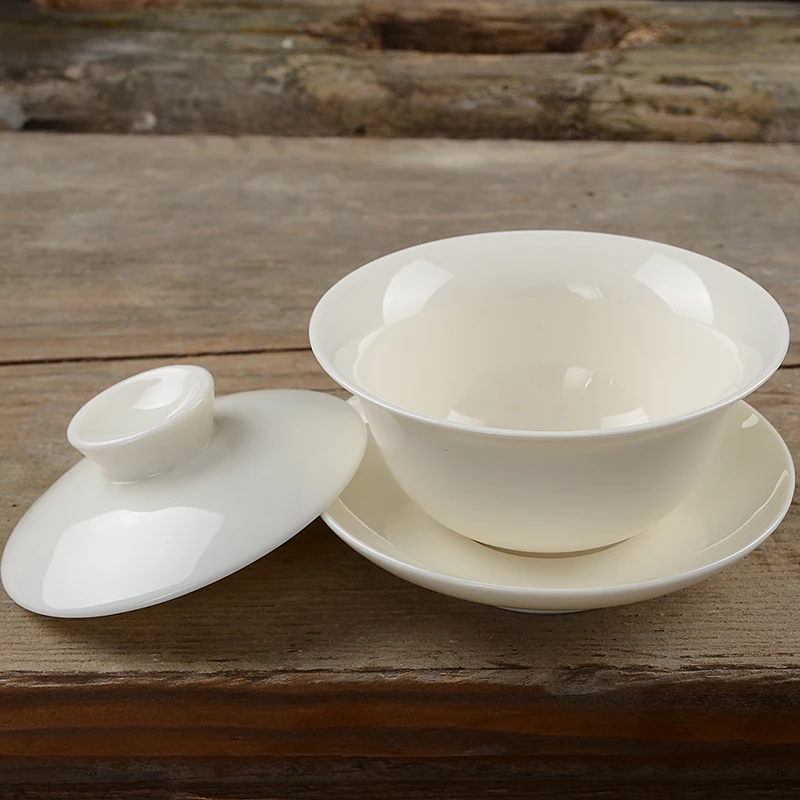 Семейный набор Gaiwan белый фарфоровый чайный чашка чайная церемония керамика кунг