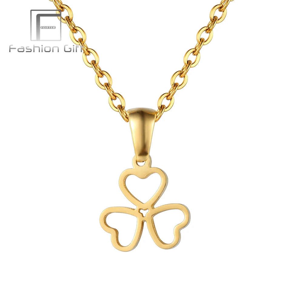 Набор ювелирных изделий из нержавеющей стали 3 сердца дизайн цветок кулон