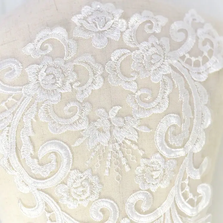 4 шт. кружевная вышитая аппликация в виде цветка слоновой кости|wedding fabric|lace