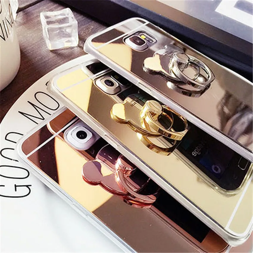Small Bear Finger Ring Holder Case For Samsung S20 Ultra S10 S10E S9 S8 Plus S7 S6 Edge Note 10 9 8 Mirror Coque |