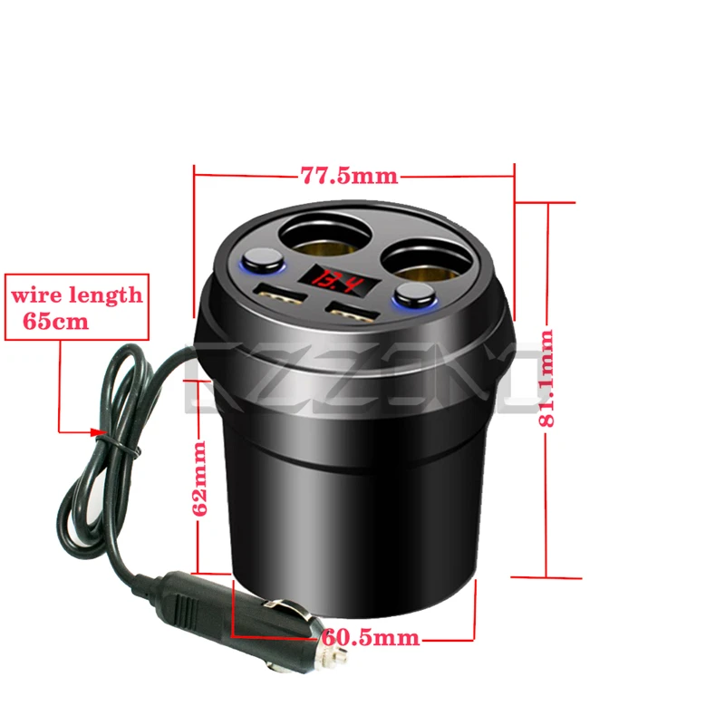 

12V 24V Car Charger USB DC Power Socket Adapter Cigarette Lighter Splitter Mobile Phone Chargers With Voltage LED Display