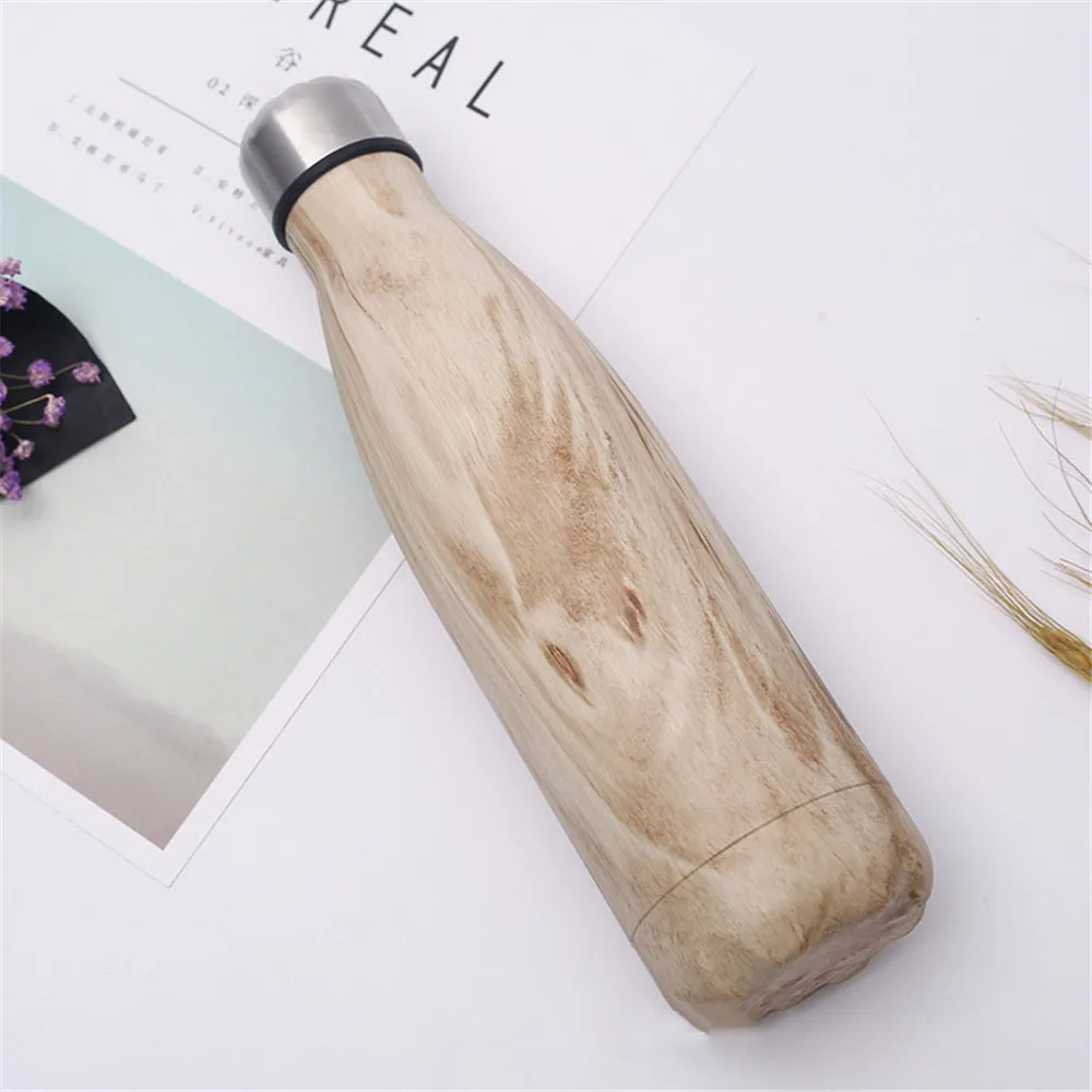 

Wooden Texture Printed Thermos BPA Free Water Bottle Stainless Steel Vacuum Flask Insulated Drink Bottle Outdoors Cup