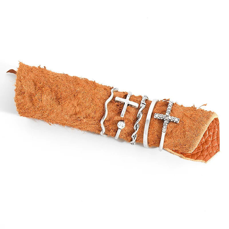 5 шт./компл. в стиле панк с геометрическим принтом крест Открытое кольцо наборы