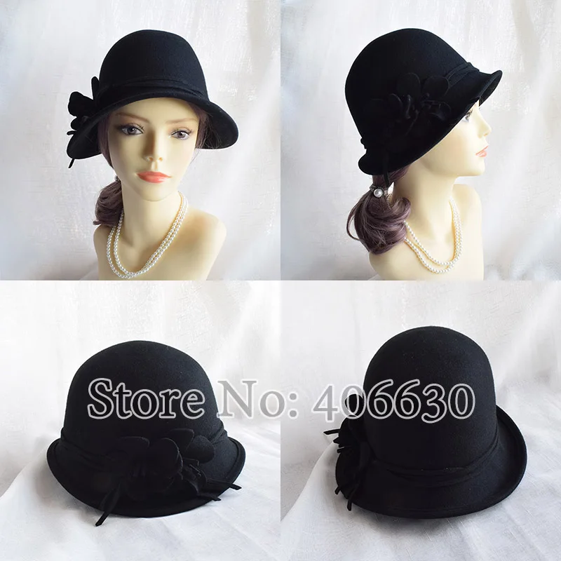 Новые цветочные шерстяные фетровые шляпы для женщин Chapeu платье Fedoras Cloche шляпы женские SDDW041