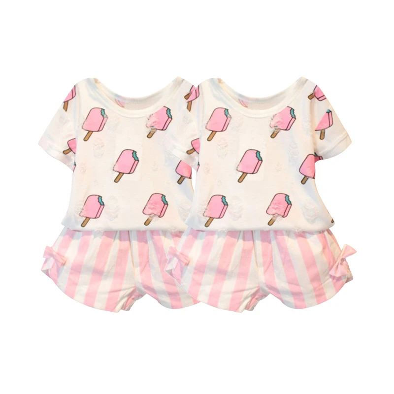 Лидер продаж комплект летней одежды для девочек футболка с принтом в виде