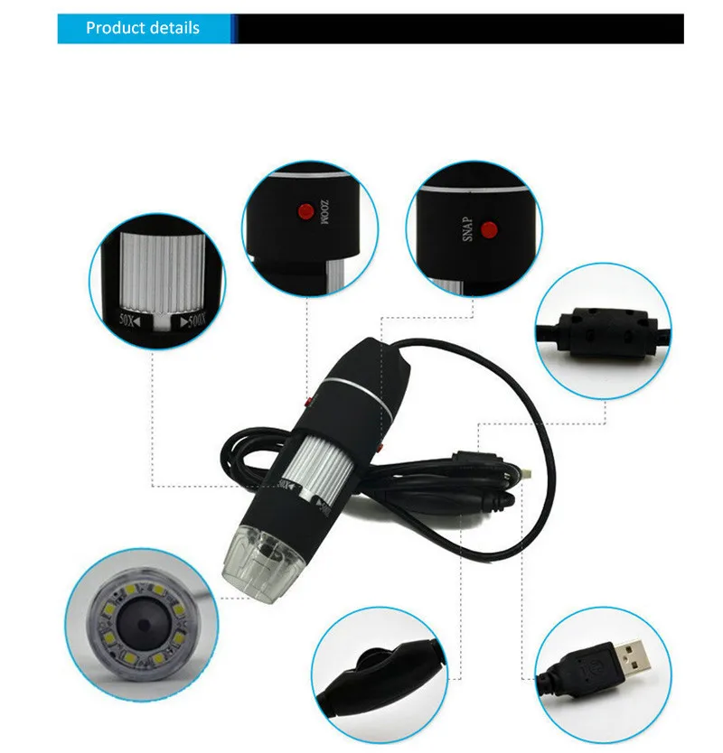 50X 500X мини электронный микроскоп ремонт 2MP usb 8 светодиодный цифровой Monucular
